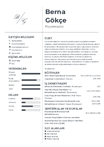 Fizyoterapist Cv Örnekleri cv indir